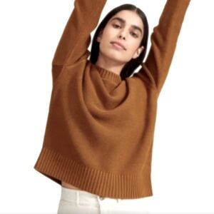 EVERLANE Link Stitch Crewneck Boxy Cotton Sweater in Brass - Size XS